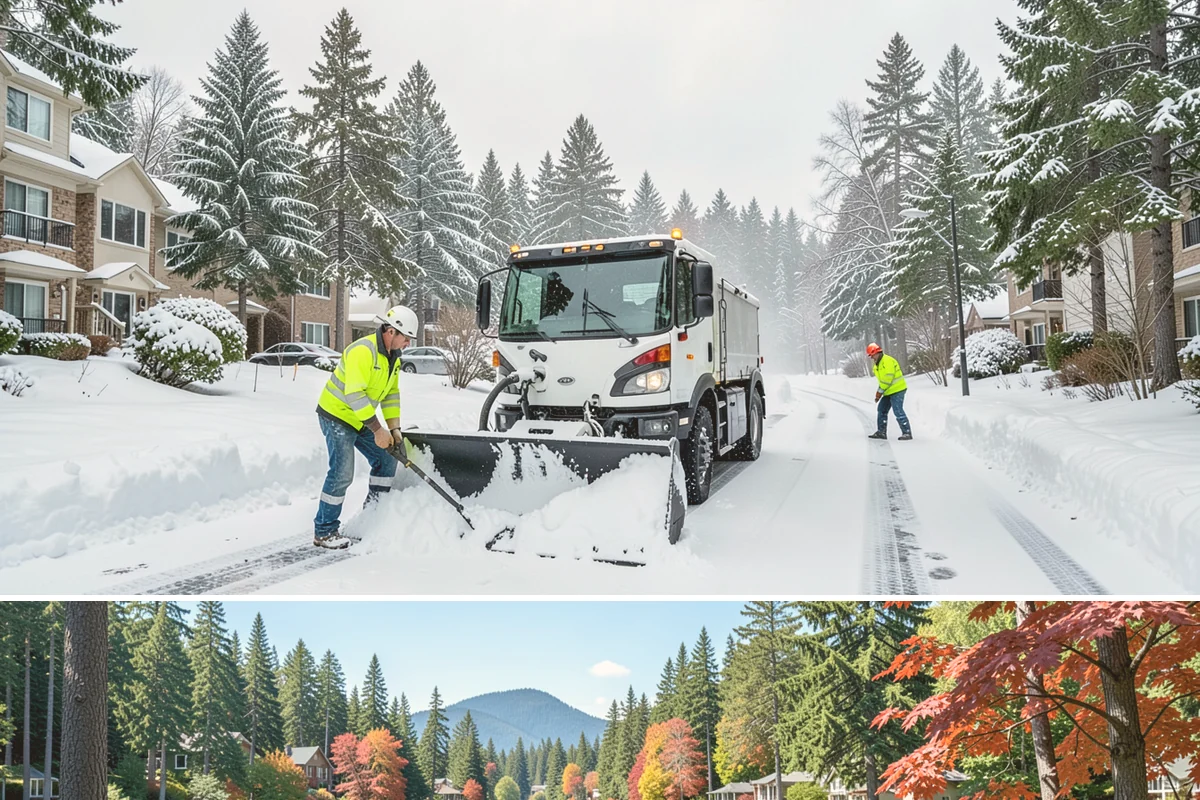 Garden Path Snow Removal in Covington, King County, WA - Garden paths call for gentle clearing throughout the winter, especially during the wet snowfalls that cling to stone and bark.