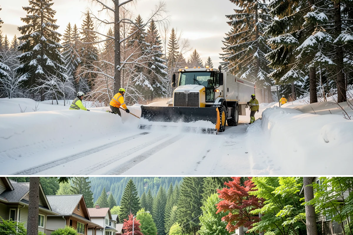 Garden Path Snow Removal in Darrington, Snohomish County, WA - Garden paths call for gentle clearing throughout the winter, especially during the wet snowfalls that cling to stone and bark.
