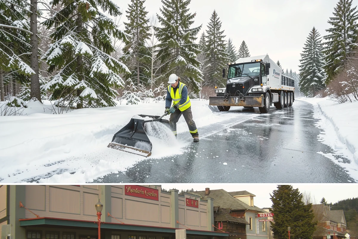 Garden Path Snow Removal in Issaquah, King County, WA - Garden paths call for gentle clearing throughout the winter, especially during the wet snowfalls that cling to stone and bark.