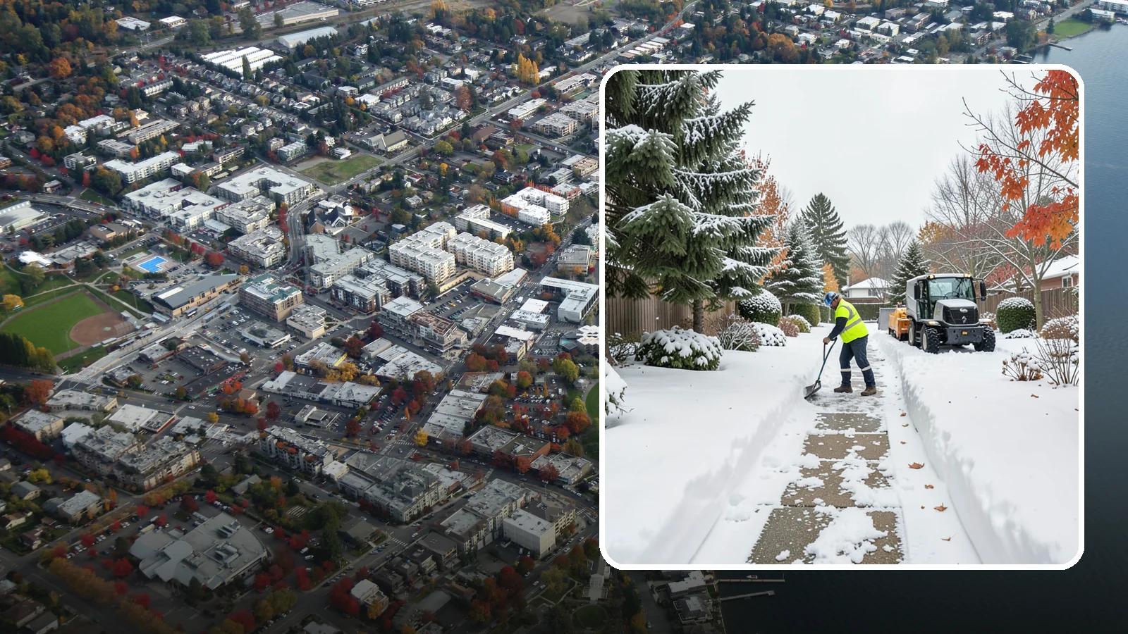 Garden Path Snow Removal in Kirkland, King County, WA - We remove snow from narrow garden paths and stepping-stone runs without damaging the surrounding landscape.