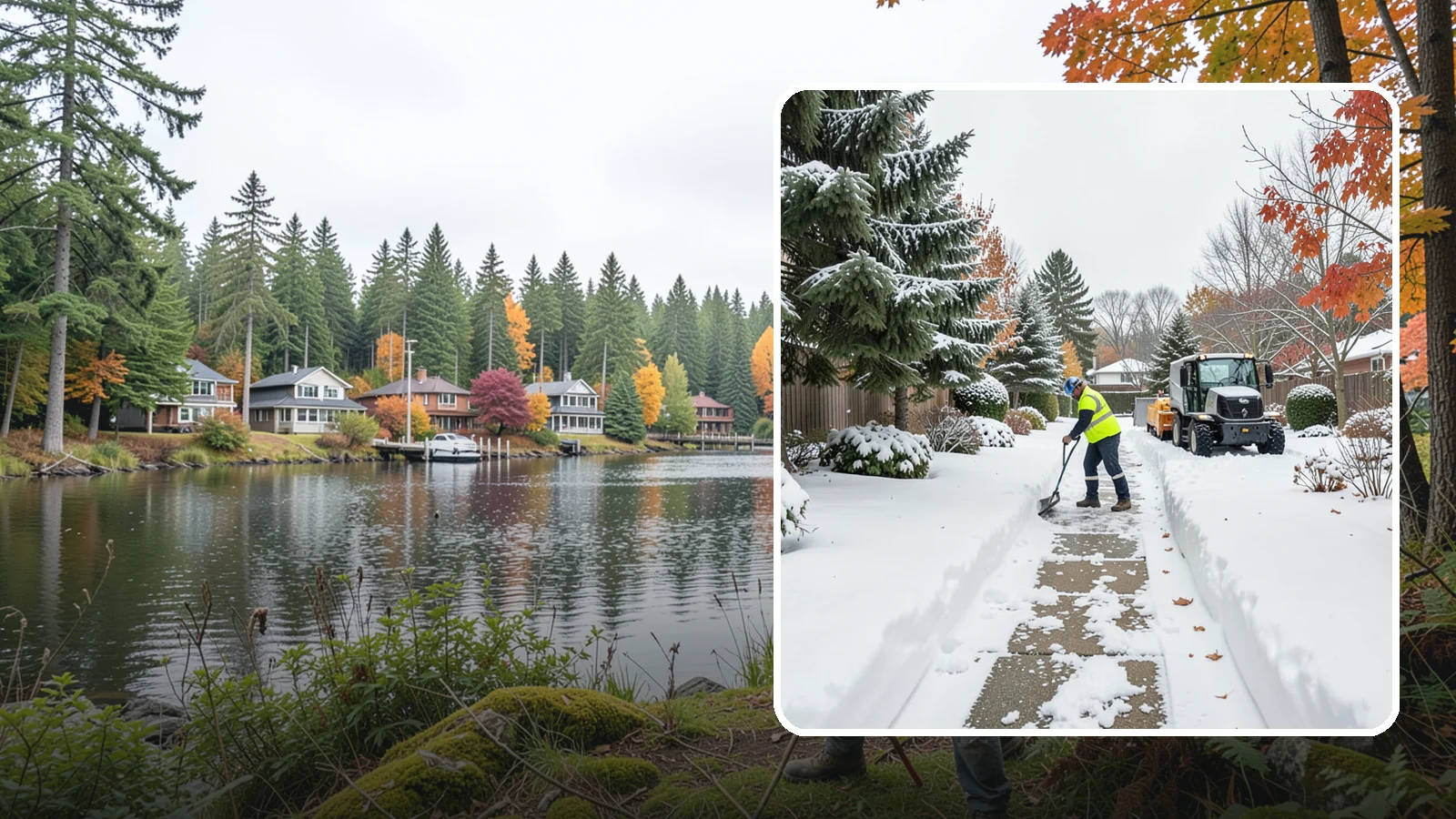 Garden Path Snow Removal in La Conner, Skagit County, WA - We remove snow from narrow garden paths and stepping-stone runs without damaging the surrounding landscape.