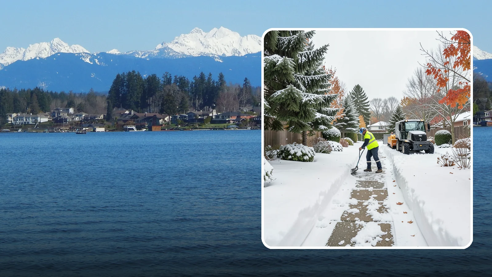Garden Path Snow Removal in Lake Stevens, Snohomish County, WA - We remove snow from narrow garden paths and stepping-stone runs without damaging the surrounding landscape.