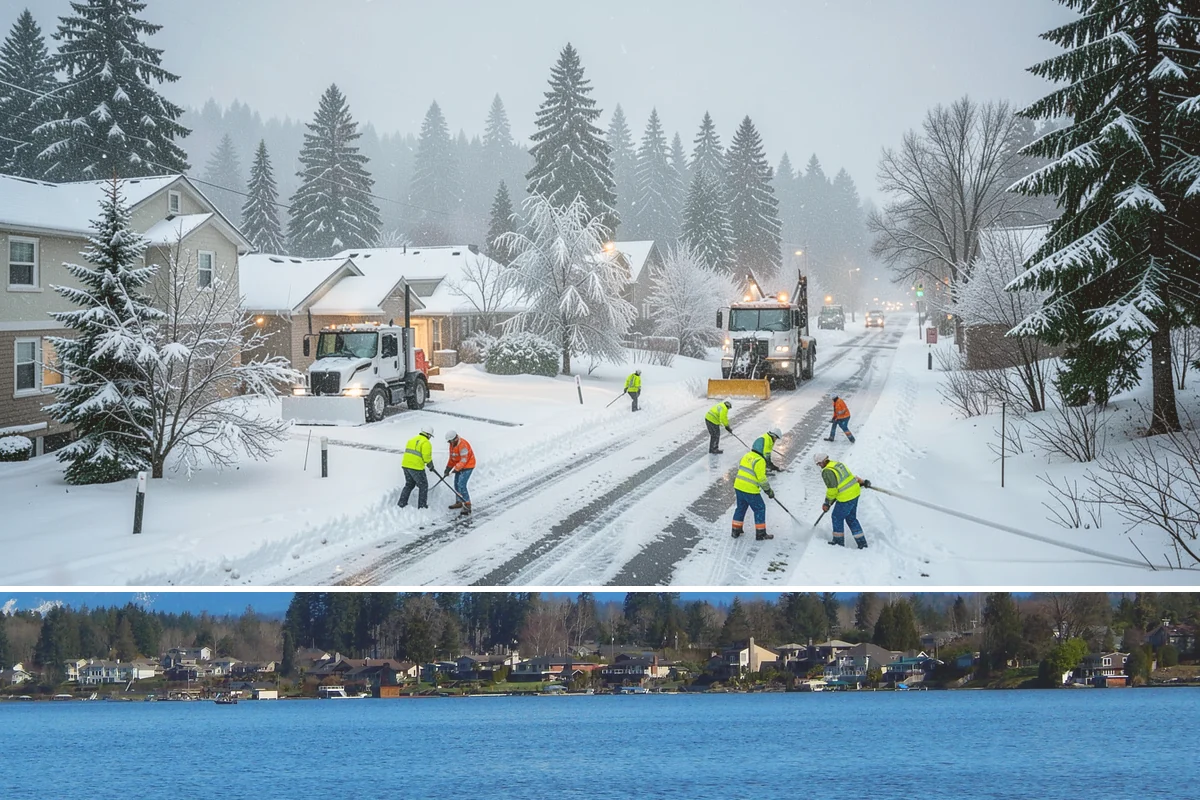Garden Path Snow Removal in Lake Stevens, Snohomish County, WA - Garden paths call for gentle clearing throughout the winter, especially during the wet snowfalls that cling to stone and bark.