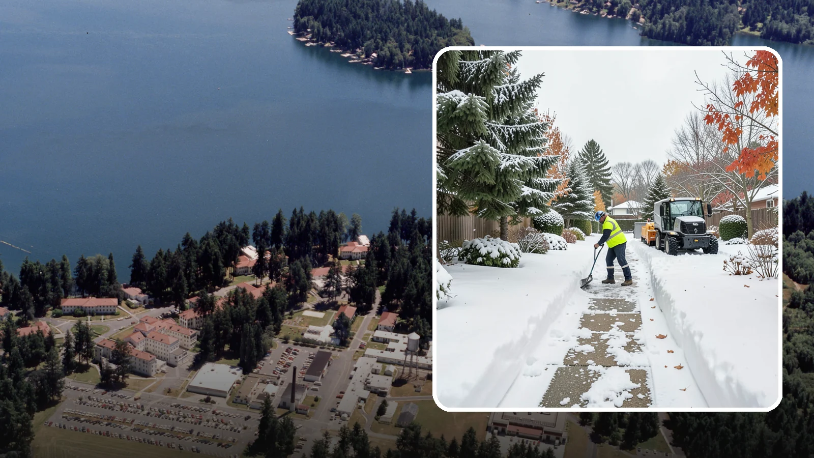 Garden Path Snow Removal in Lakewood, Pierce County, WA - We remove snow from narrow garden paths and stepping-stone runs without damaging the surrounding landscape.