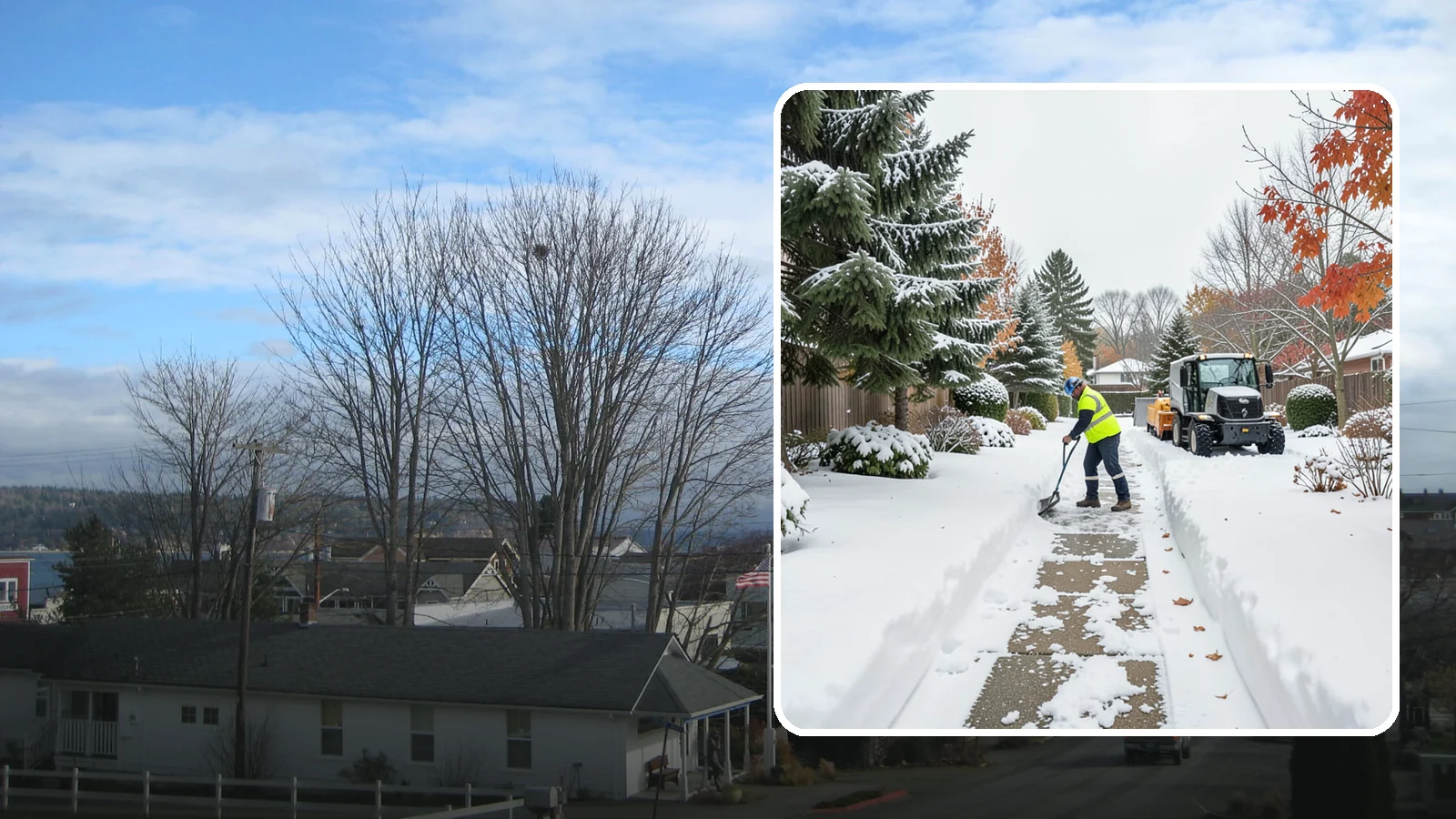 Garden Path Snow Removal in Langley, Island County, WA - We remove snow from narrow garden paths and stepping-stone runs without damaging the surrounding landscape.
