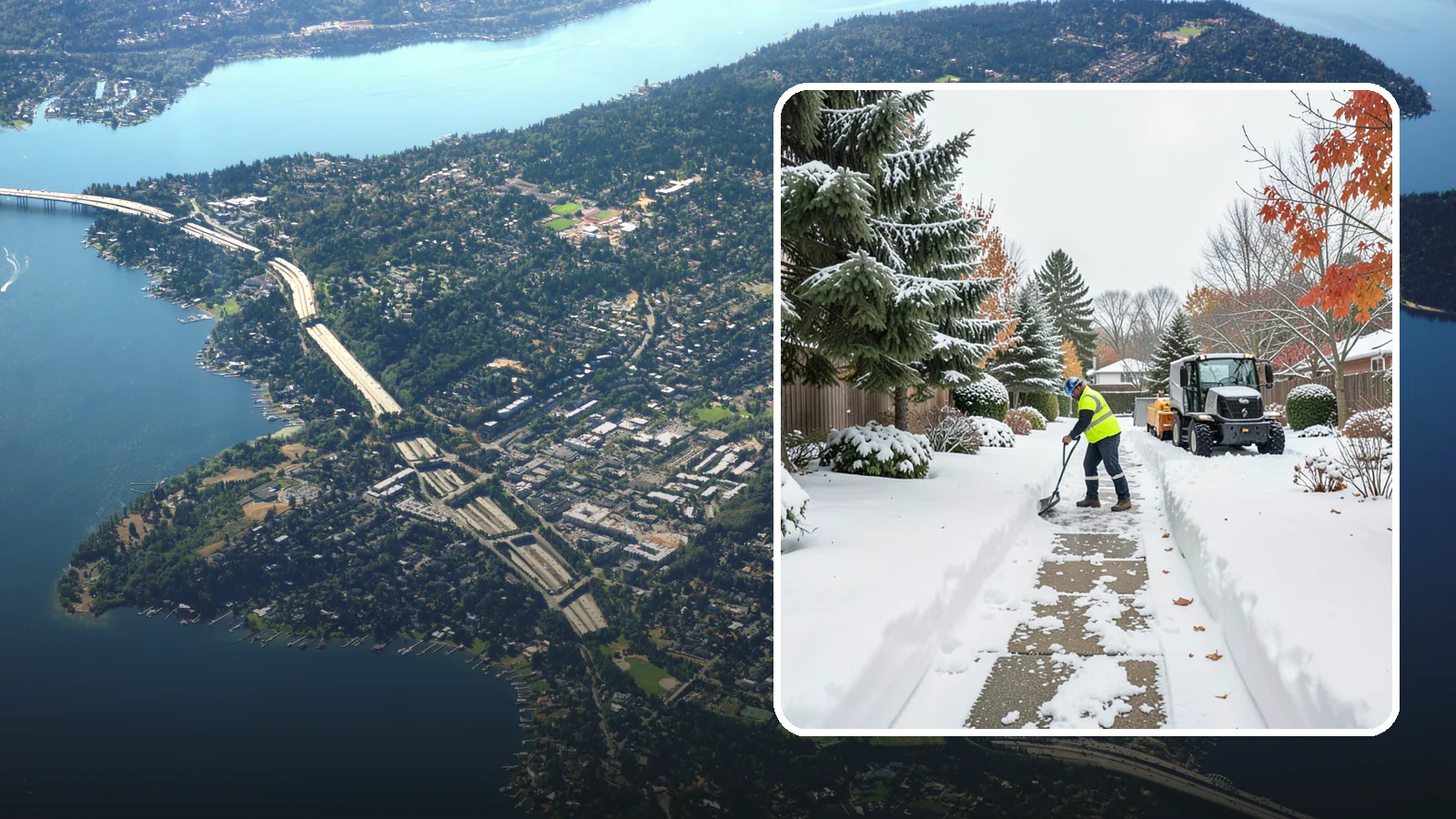 Garden Path Snow Removal in Mercer Island, King County, WA - We remove snow from narrow garden paths and stepping-stone runs without damaging the surrounding landscape.