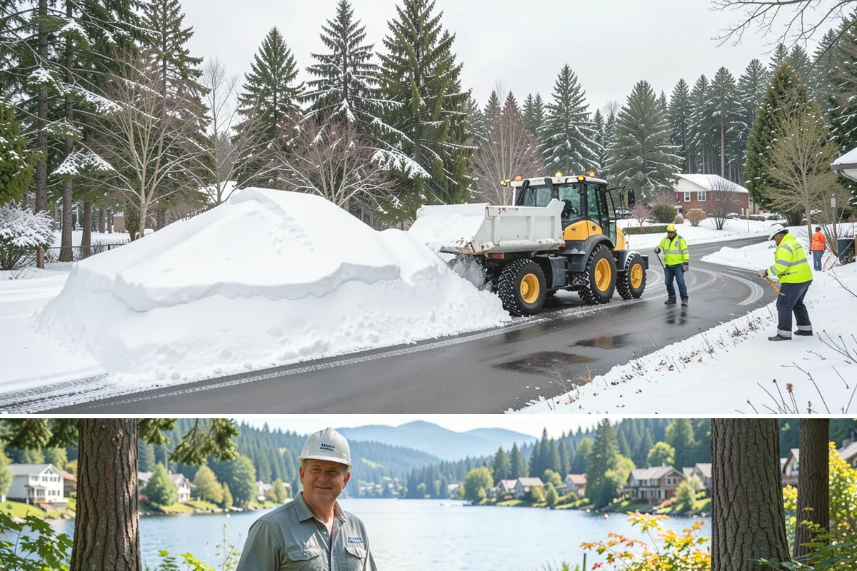 Garden Path Snow Removal in Milton, King County, WA - Garden paths call for gentle clearing throughout the winter, especially during the wet snowfalls that cling to stone and bark.