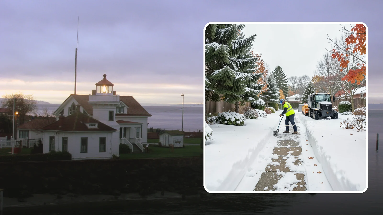 Garden Path Snow Removal in Mukilteo, Snohomish County, WA - We remove snow from narrow garden paths and stepping-stone runs without damaging the surrounding landscape.