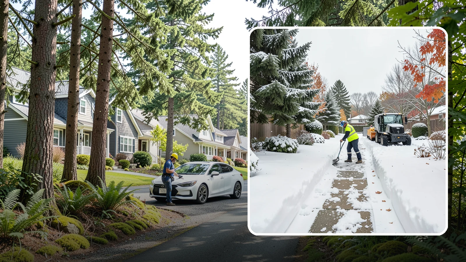 Garden Path Snow Removal in Normandy Park, King County, WA - We remove snow from narrow garden paths and stepping-stone runs without damaging the surrounding landscape.