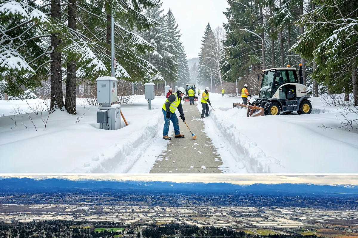 Garden Path Snow Removal in SeaTac, King County, WA - Garden paths call for gentle clearing throughout the winter, especially during the wet snowfalls that cling to stone and bark.