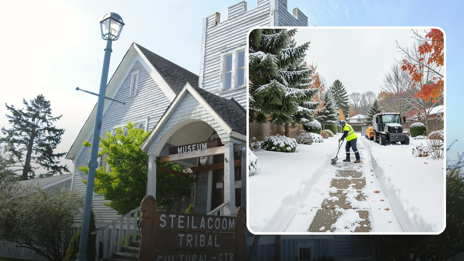 Garden Path Snow Removal in Steilacoom, Pierce County, WA - We remove snow from narrow garden paths and stepping-stone runs without damaging the surrounding landscape.