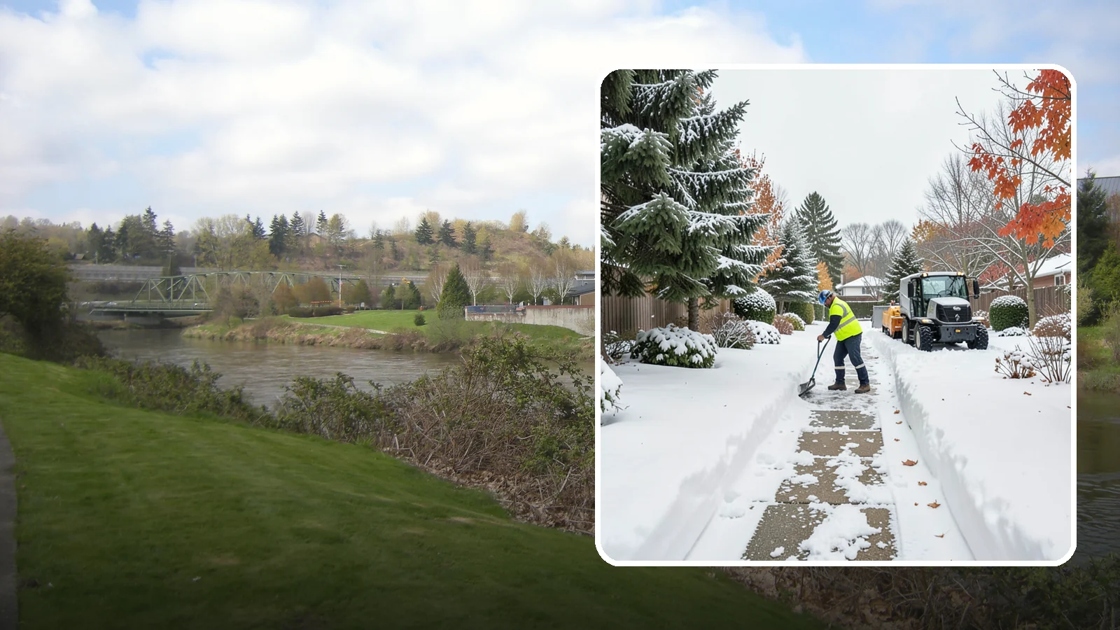 Garden Path Snow Removal in Tukwila, King County, WA - We remove snow from narrow garden paths and stepping-stone runs without damaging the surrounding landscape.