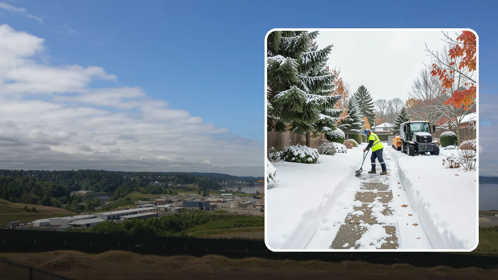 Garden Path Snow Removal in University Place, Pierce County, WA - We remove snow from narrow garden paths and stepping-stone runs without damaging the surrounding landscape.