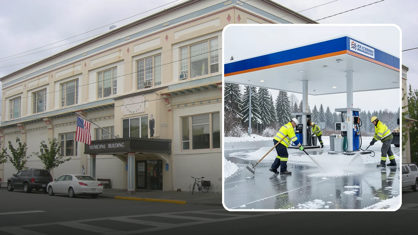 Gas Station Deicing in Anacortes, Skagit County, WA - Deicing for gas stations and convenience stores, keeping fuel islands, pump approaches, and store entrances safe during a hard...