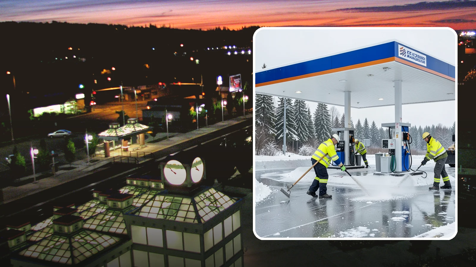 Gas Station Deicing in Auburn, King County, WA - Deicing for gas stations and convenience stores, keeping fuel islands, pump approaches, and store entrances safe during a hard...