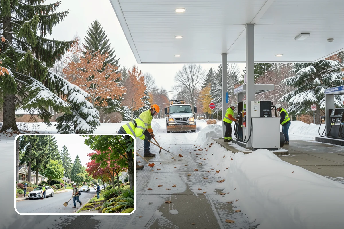 Gas Station Deicing in Beaux Arts Village, King County, WA - Keeps fuel islands and store entrances safe for customers