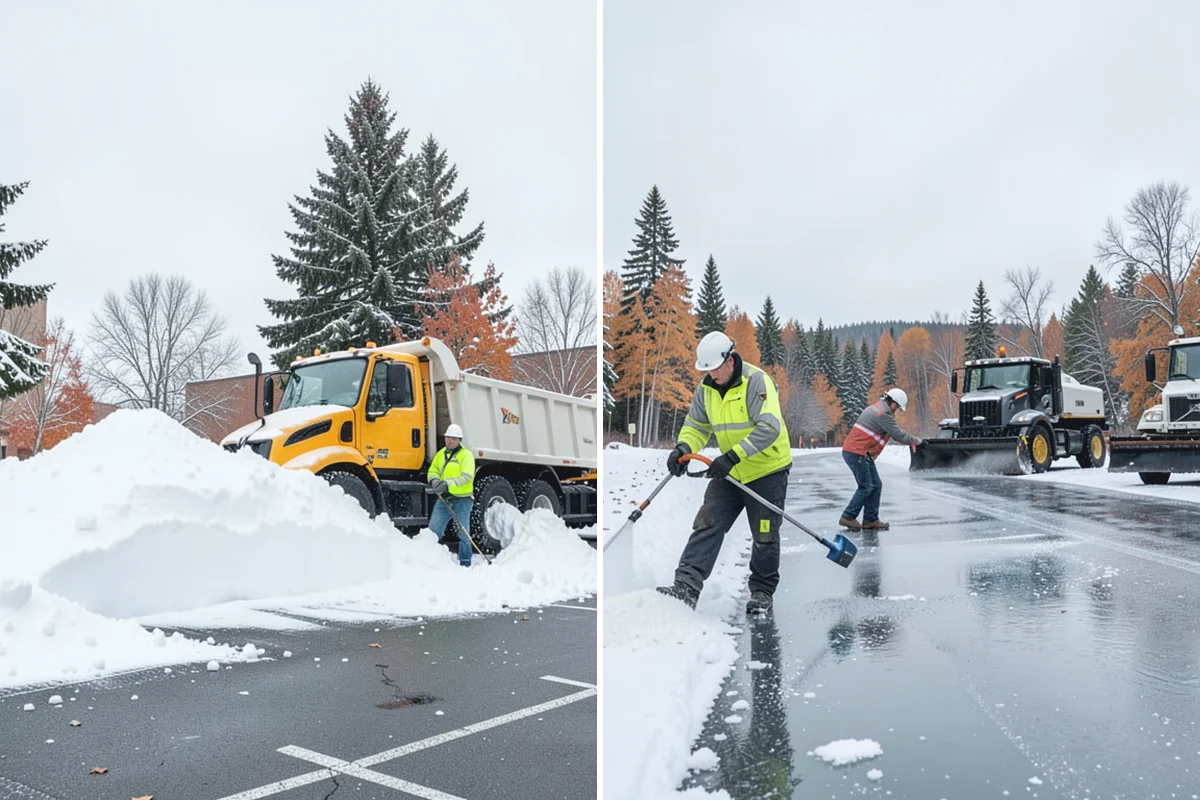 Gas Station Deicing in Beaux Arts Village, King County, WA - Map fuel islands, pump lanes, and the store entrance