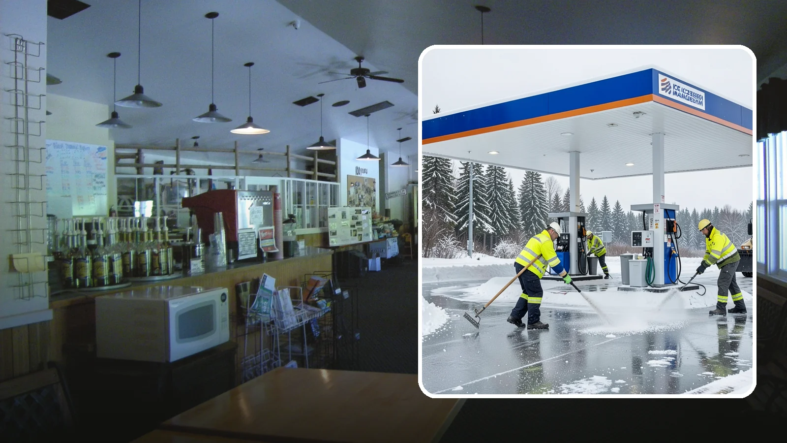 Gas Station Deicing in Black Diamond, King County, WA - Deicing for gas stations and convenience stores, keeping fuel islands, pump approaches, and store entrances safe during a hard...