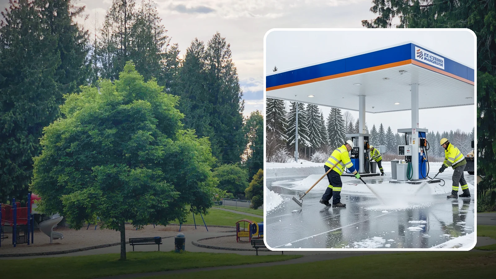Gas Station Deicing in Bonney Lake, Pierce County, WA - Deicing for gas stations and convenience stores, keeping fuel islands, pump approaches, and store entrances safe during a hard...