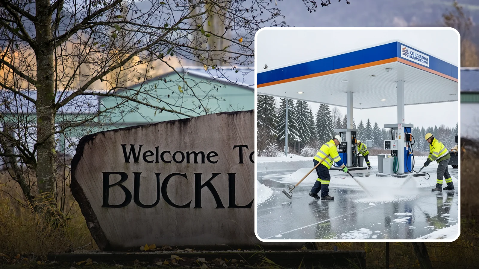 Gas Station Deicing in Buckley, Pierce County, WA - Deicing for gas stations and convenience stores, keeping fuel islands, pump approaches, and store entrances safe during a hard...