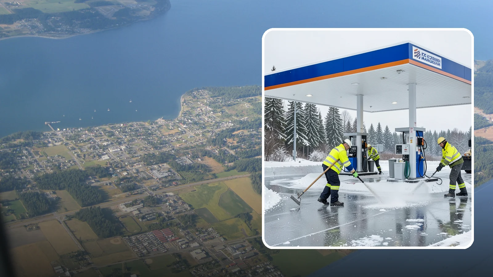 Gas Station Deicing in Coupeville, Island County, WA - Deicing for gas stations and convenience stores, keeping fuel islands, pump approaches, and store entrances safe during a hard...