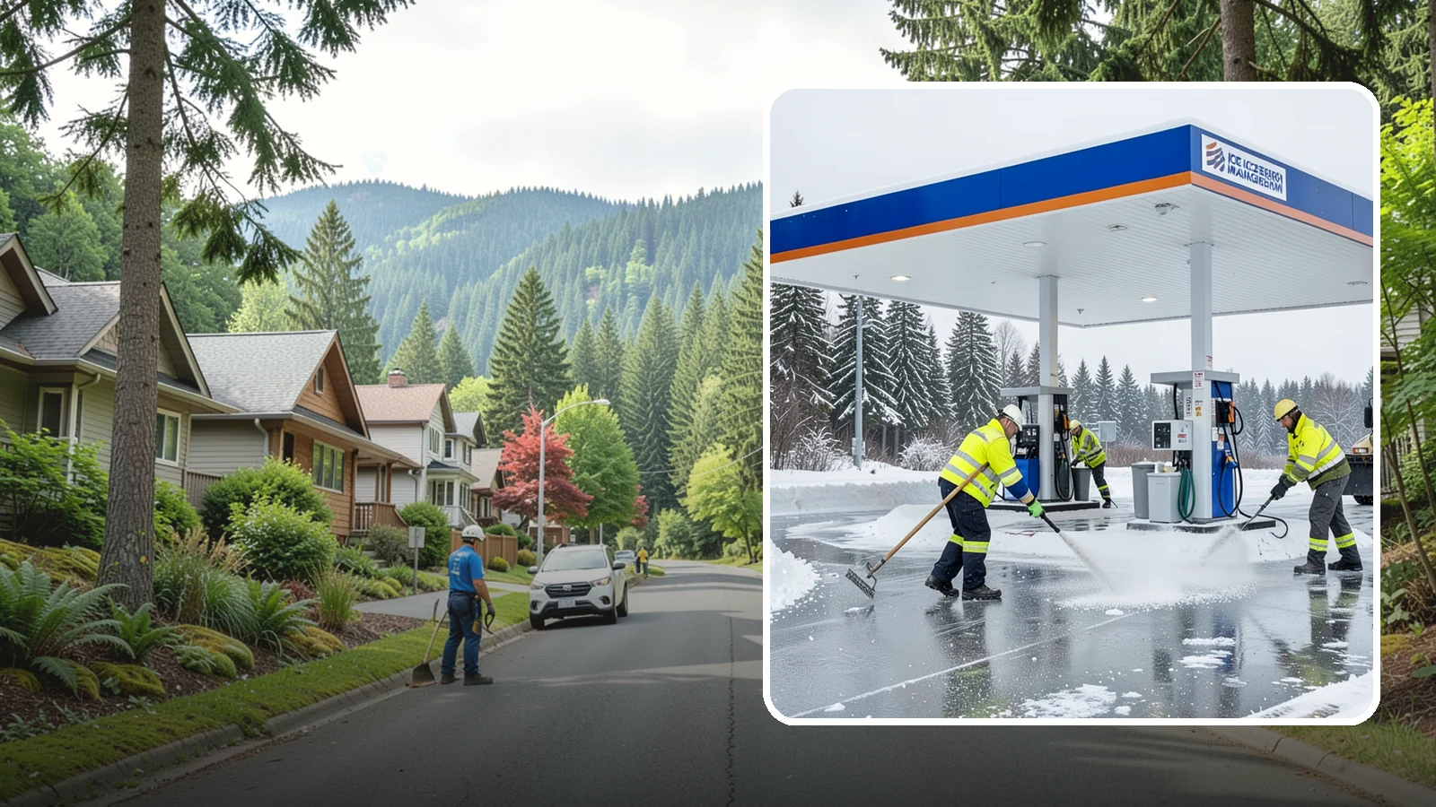 Gas Station Deicing in Darrington, Snohomish County, WA - Deicing for gas stations and convenience stores, keeping fuel islands, pump approaches, and store entrances safe during a hard...
