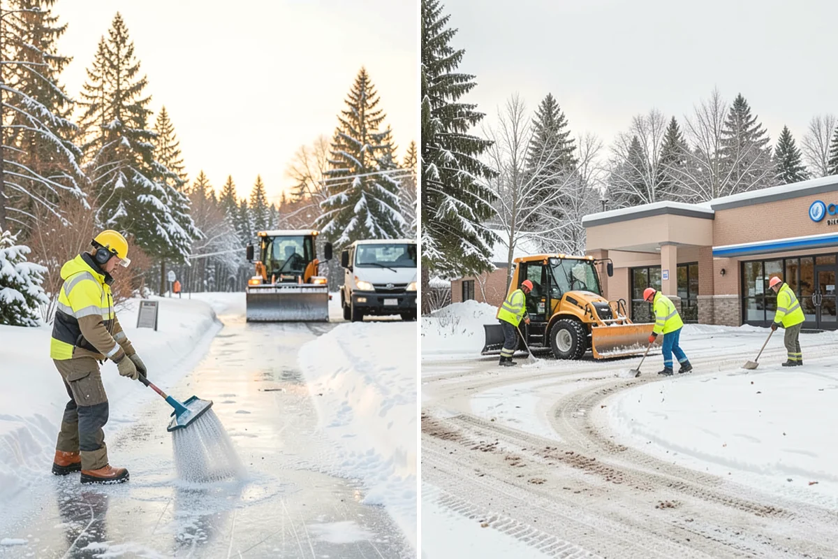 Gas Station Deicing in Duvall, King County, WA - Map fuel islands, pump lanes, and the store entrance