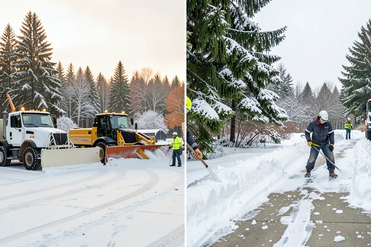 Gas Station Deicing in Enumclaw, King County, WA - Map fuel islands, pump lanes, and the store entrance