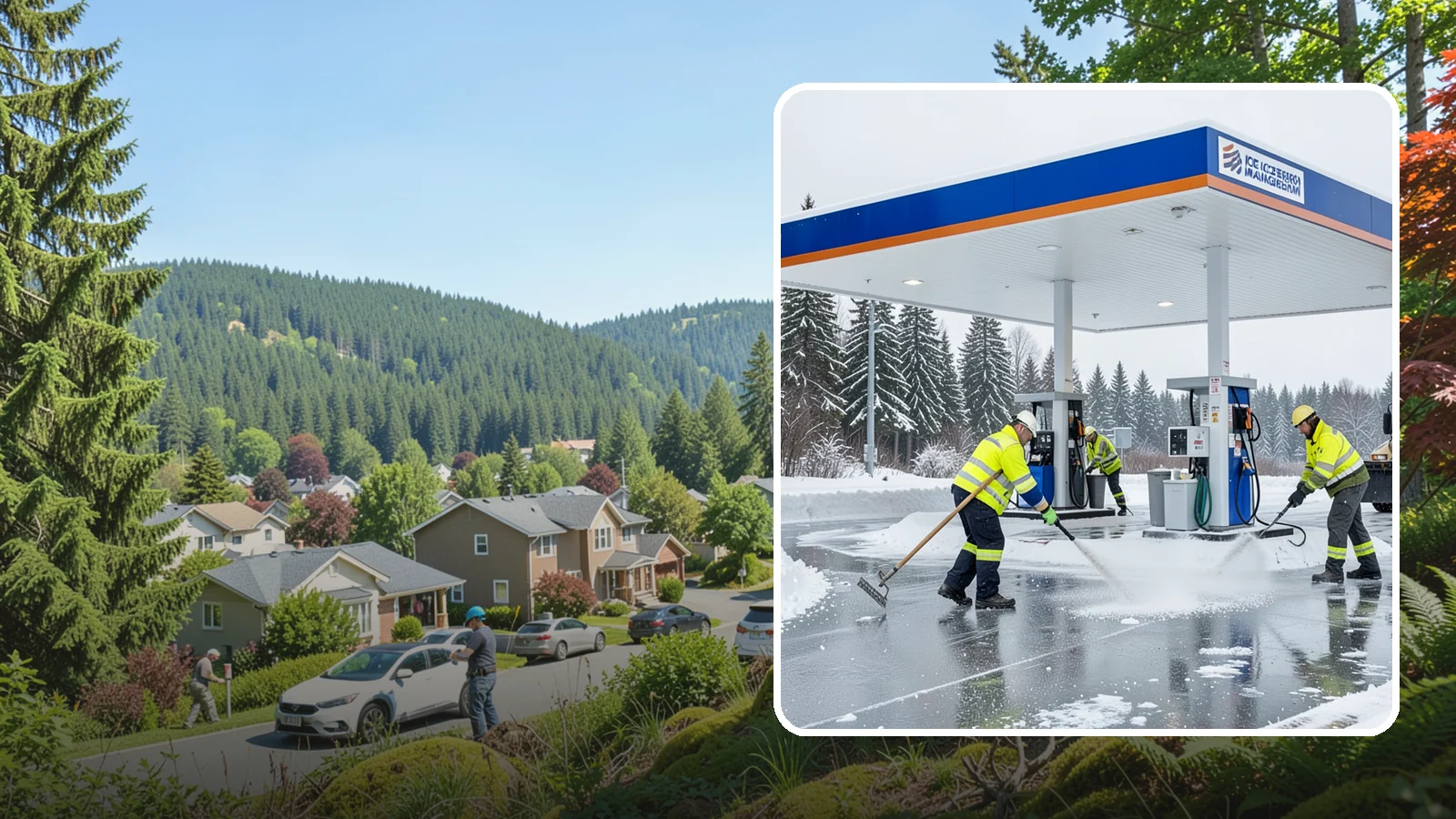 Gas Station Deicing in Index, Snohomish County, WA - Deicing for gas stations and convenience stores, keeping fuel islands, pump approaches, and store entrances safe during a hard...