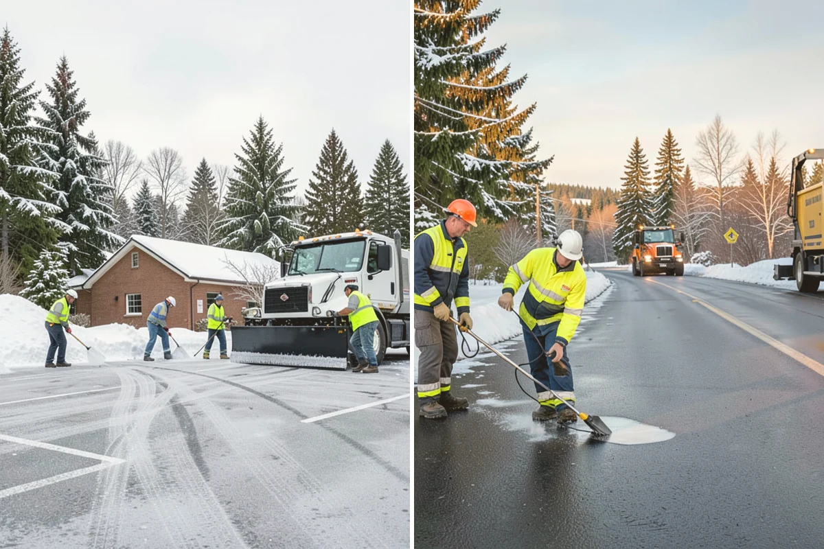 Gas Station Deicing in Kent, King County, WA - Map fuel islands, pump lanes, and the store entrance