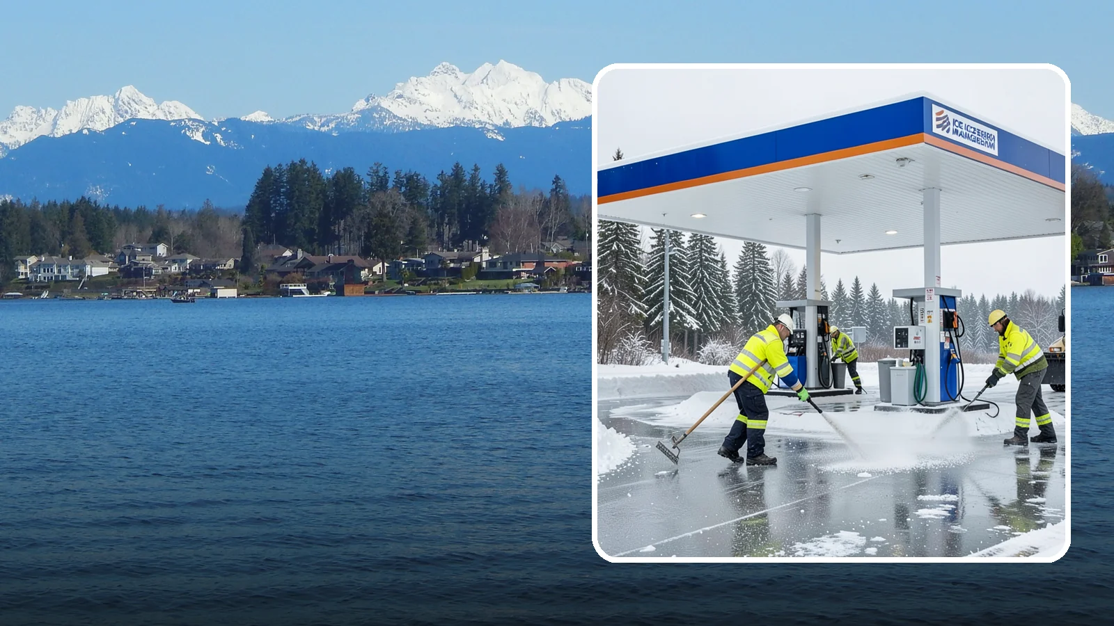 Gas Station Deicing in Lake Stevens, Snohomish County, WA - Deicing for gas stations and convenience stores, keeping fuel islands, pump approaches, and store entrances safe during a hard...