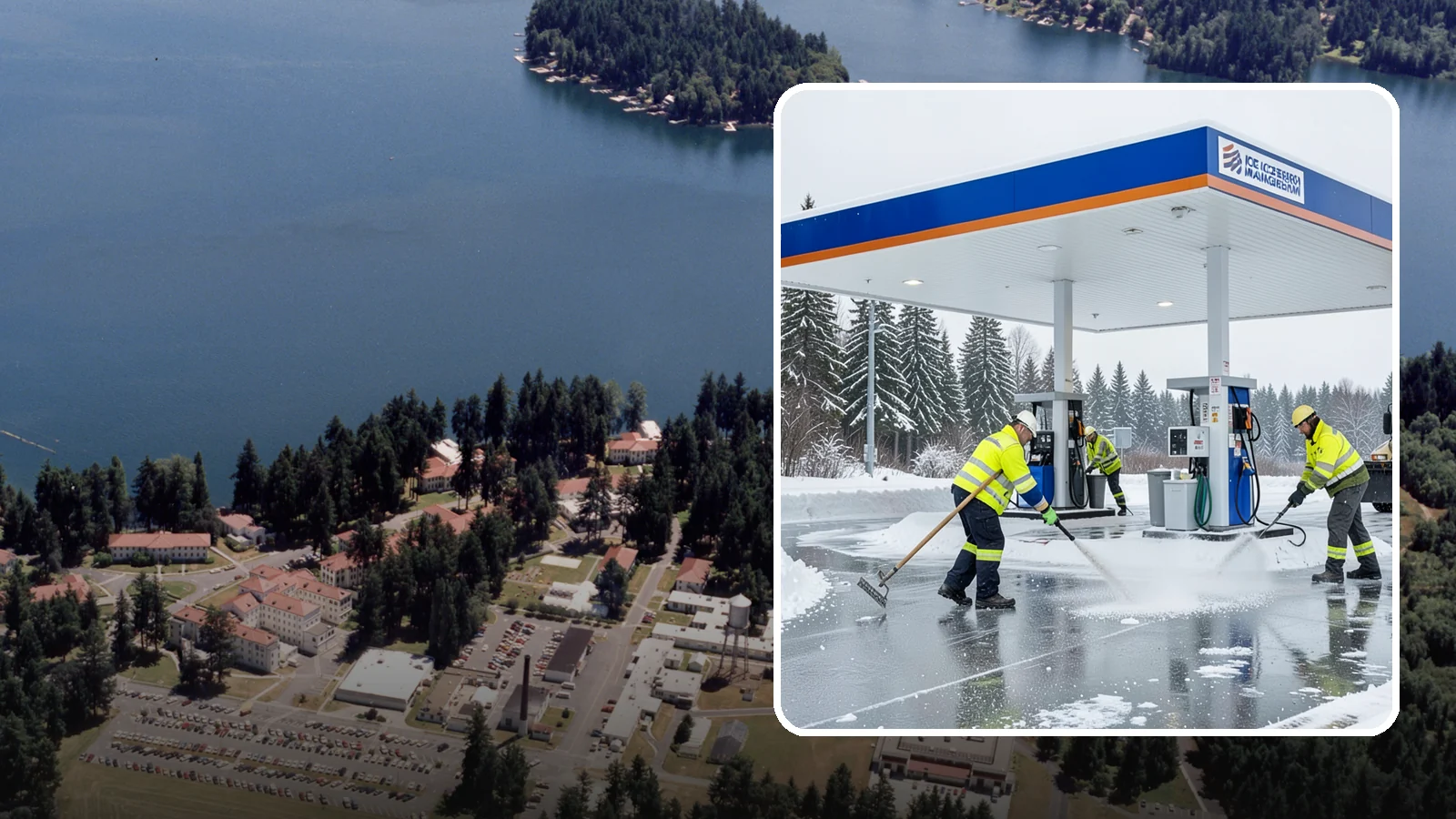 Gas Station Deicing in Lakewood, Pierce County, WA - Deicing for gas stations and convenience stores, keeping fuel islands, pump approaches, and store entrances safe during a hard...