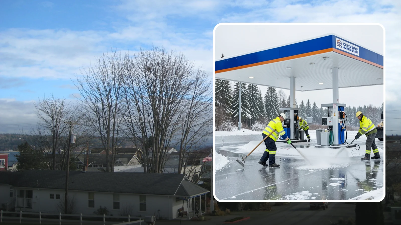 Gas Station Deicing in Langley, Island County, WA - Deicing for gas stations and convenience stores, keeping fuel islands, pump approaches, and store entrances safe during a hard...
