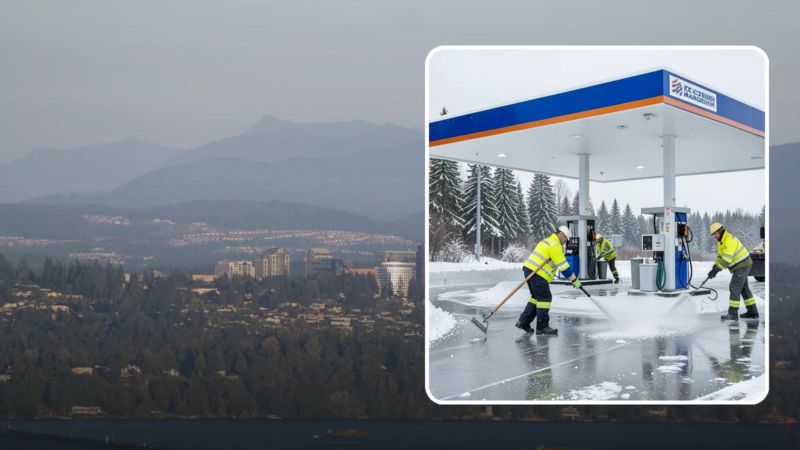 Gas Station Deicing in Medina, King County, WA - Deicing for gas stations and convenience stores, keeping fuel islands, pump approaches, and store entrances safe during a hard...