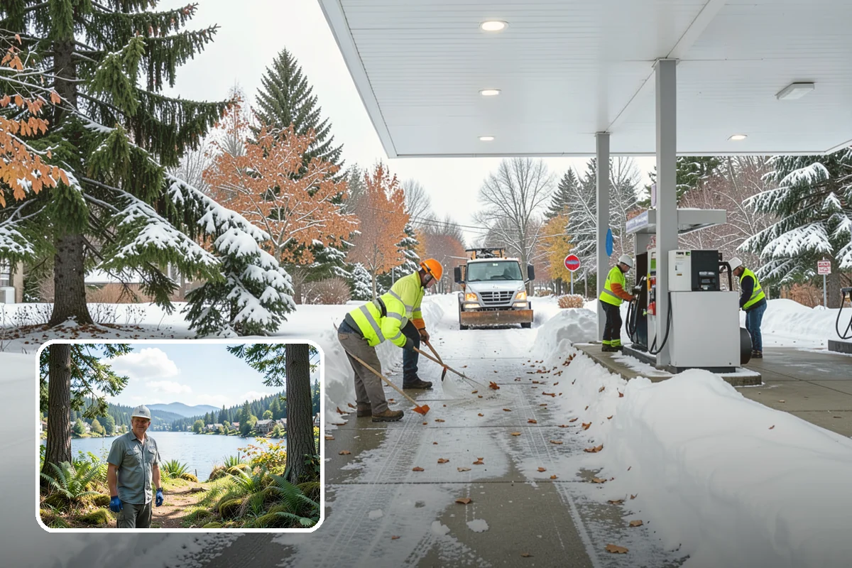 Gas Station Deicing in Milton, King County, WA - Keeps fuel islands and store entrances safe for customers