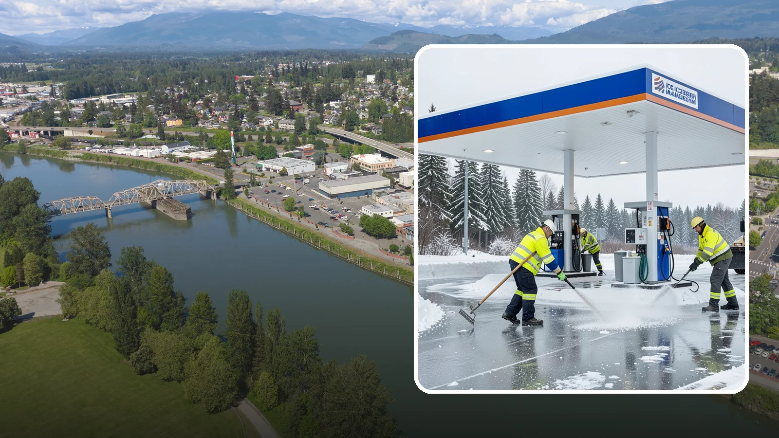 Gas Station Deicing in Mount Vernon, Skagit County, WA - Deicing for gas stations and convenience stores, keeping fuel islands, pump approaches, and store entrances safe during a hard...