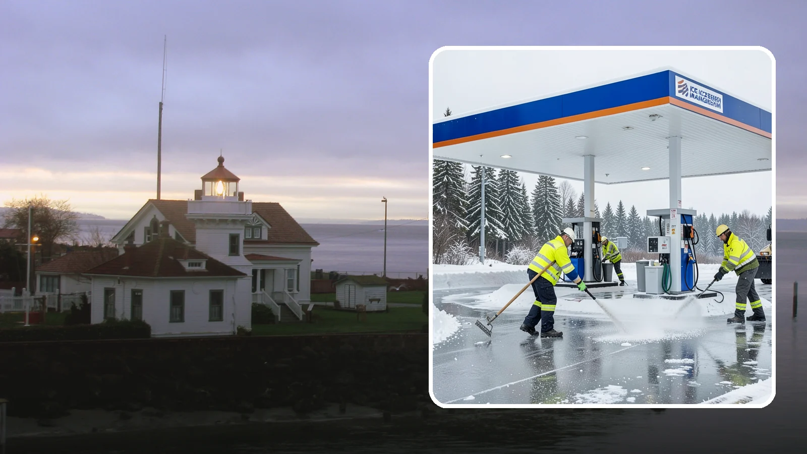 Gas Station Deicing in Mukilteo, Snohomish County, WA - Deicing for gas stations and convenience stores, keeping fuel islands, pump approaches, and store entrances safe during a hard...