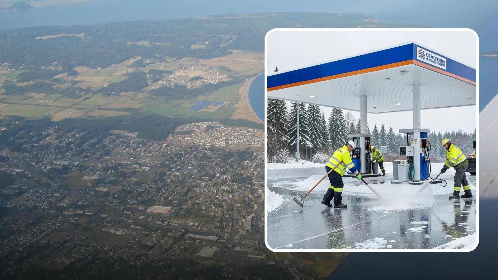 Gas Station Deicing in Oak Harbor, Island County, WA - Deicing for gas stations and convenience stores, keeping fuel islands, pump approaches, and store entrances safe during a hard...