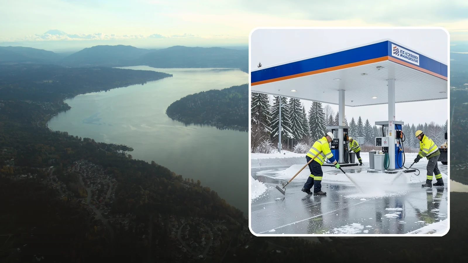 Gas Station Deicing in Sammamish, King County, WA - Deicing for gas stations and convenience stores, keeping fuel islands, pump approaches, and store entrances safe during a hard...