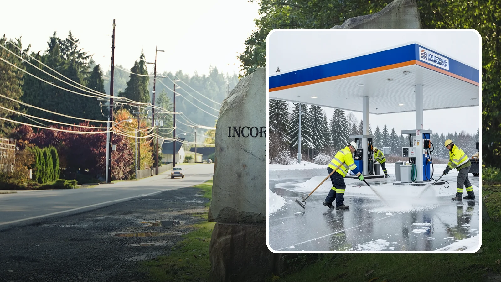 Gas Station Deicing in Wilkeson, Pierce County, WA - Deicing for gas stations and convenience stores, keeping fuel islands, pump approaches, and store entrances safe during a hard...