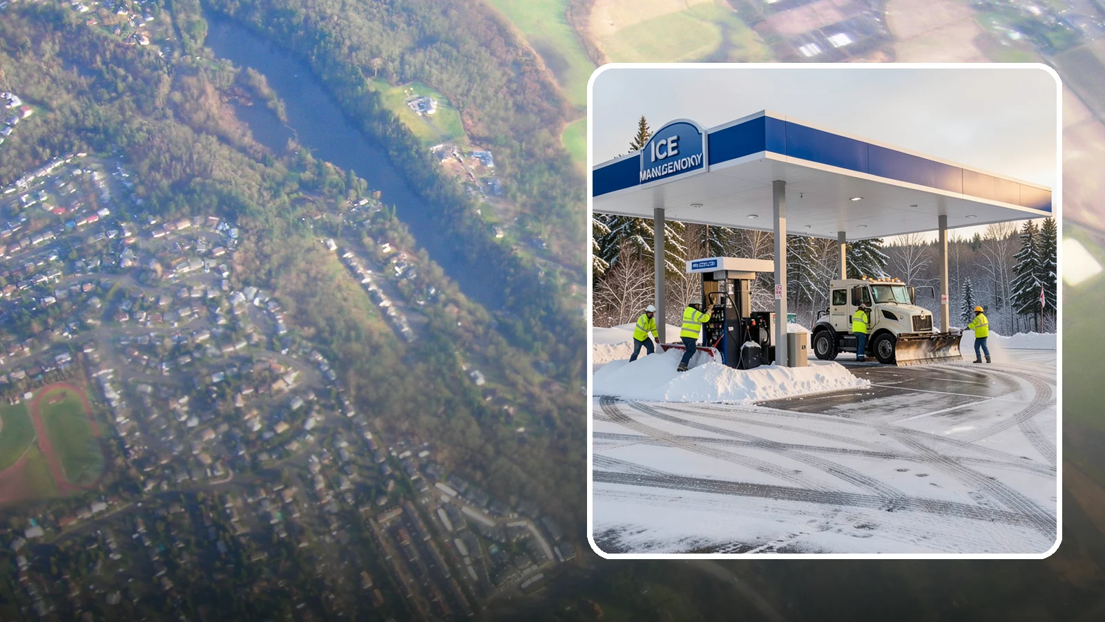Gas Station Parking Lot Snow Removal in Algona, King County, WA - We clear gas station lots and fuel islands around the clock so Western Washington drivers refuel safely in winter.