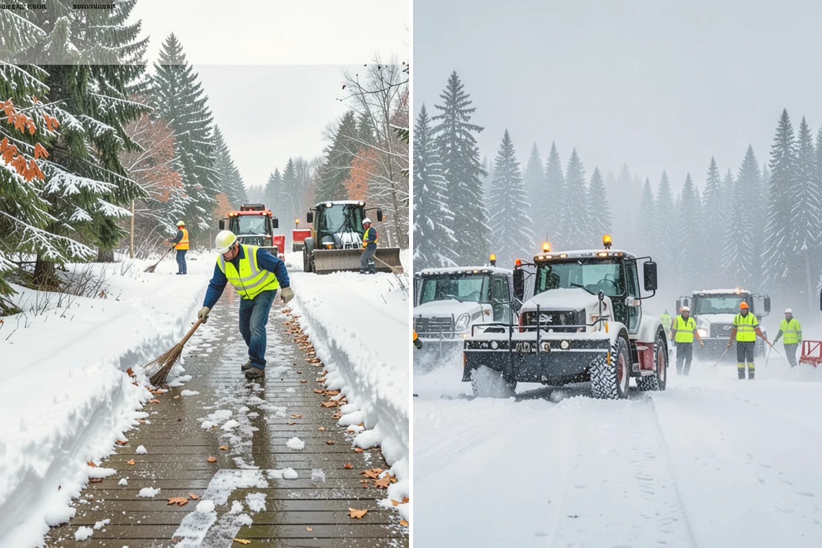 Gas Station Parking Lot Snow Removal in Algona, King County, WA - Map pump lanes, parking, and the store approach with the operator