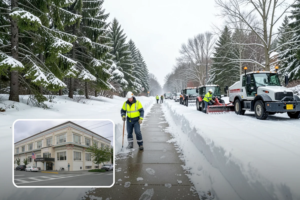 Gas Station Parking Lot Snow Removal in Anacortes, Skagit County, WA - Pump lanes and parking stay open for constant fuel traffic