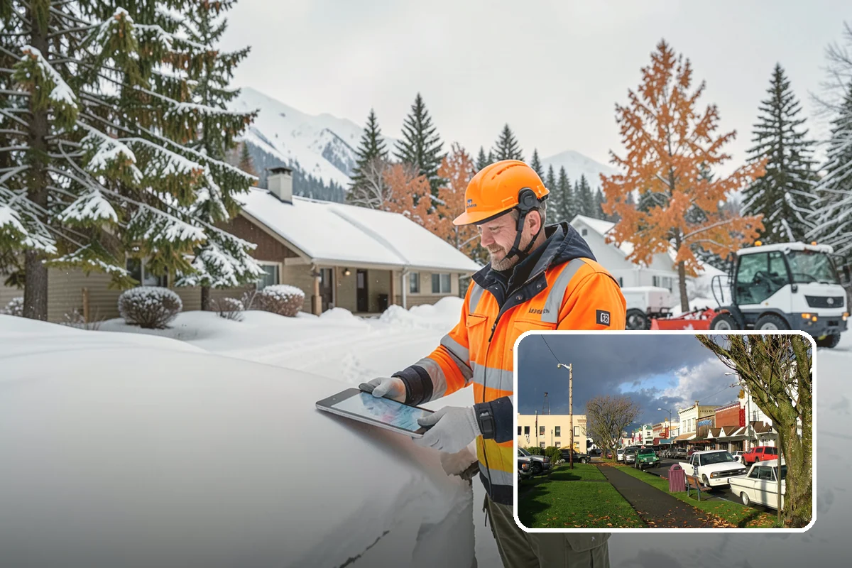 Gas Station Parking Lot Snow Removal in Arlington, Snohomish County, WA - Pump lanes and parking stay open for constant fuel traffic