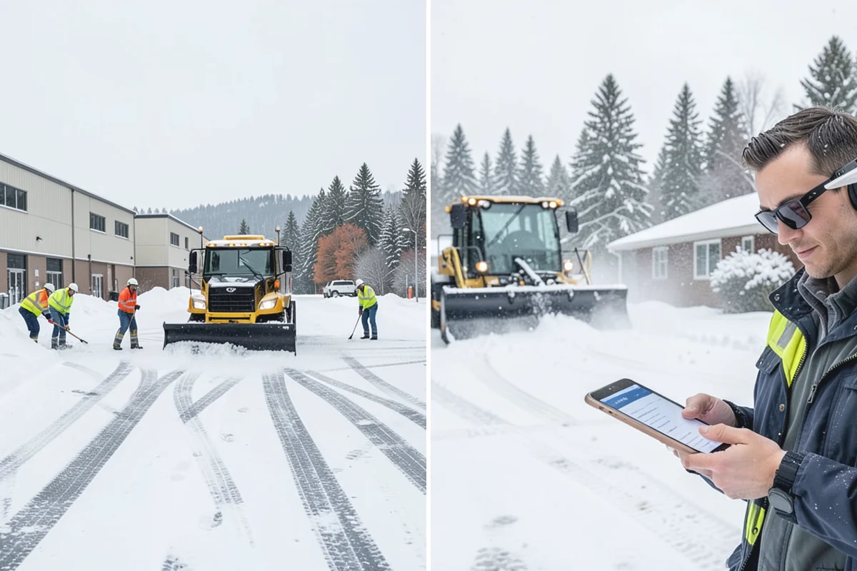 Gas Station Parking Lot Snow Removal in Auburn, King County, WA - Map pump lanes, parking, and the store approach with the operator