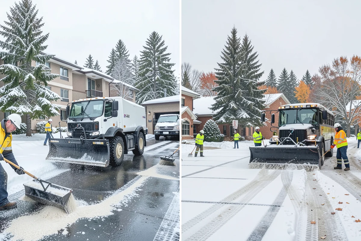 Gas Station Parking Lot Snow Removal in Beaux Arts Village, King County, WA - Map pump lanes, parking, and the store approach with the operator