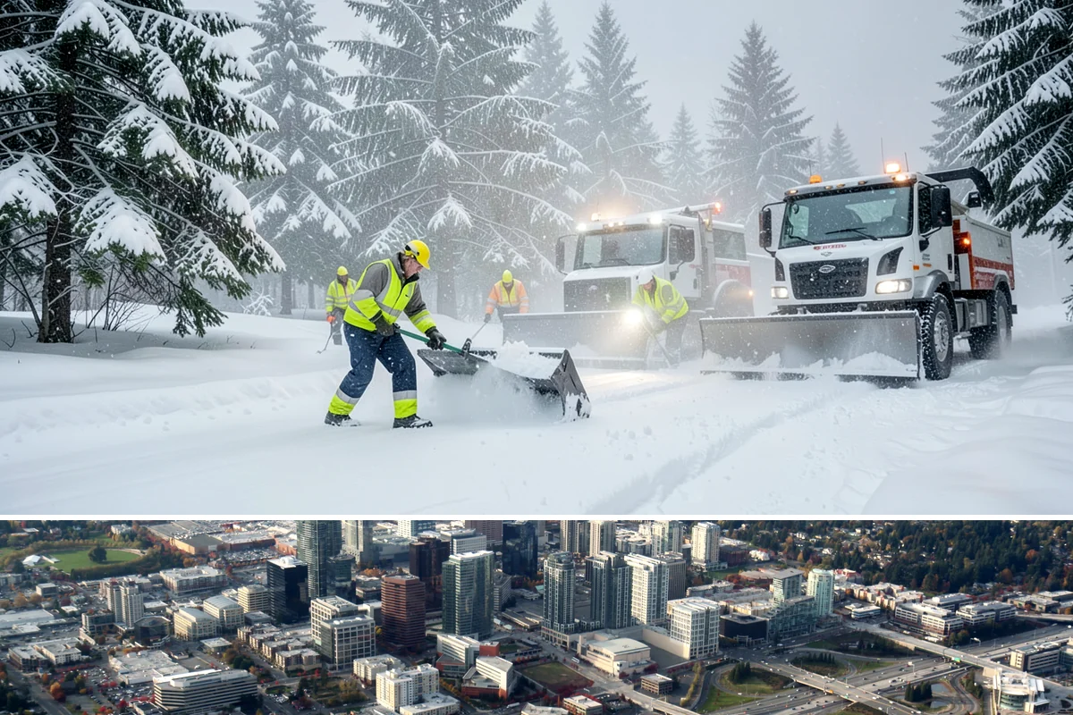 Gas Station Parking Lot Snow Removal in Bellevue, King County, WA - Gas station lots in the Puget Sound area face peak snow demand from December through February, when overnight freezes hit around...