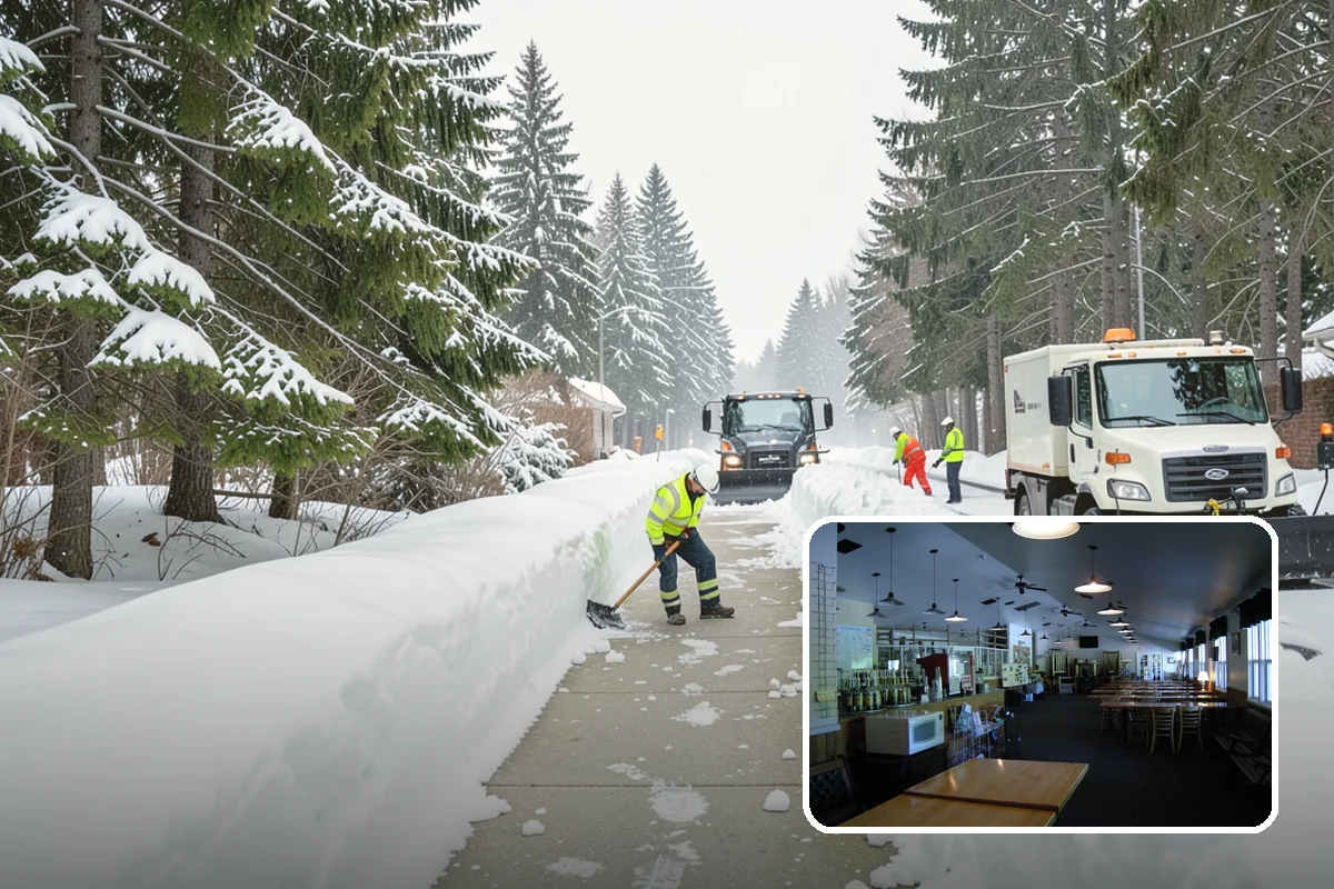 Gas Station Parking Lot Snow Removal in Black Diamond, King County, WA - Pump lanes and parking stay open for constant fuel traffic