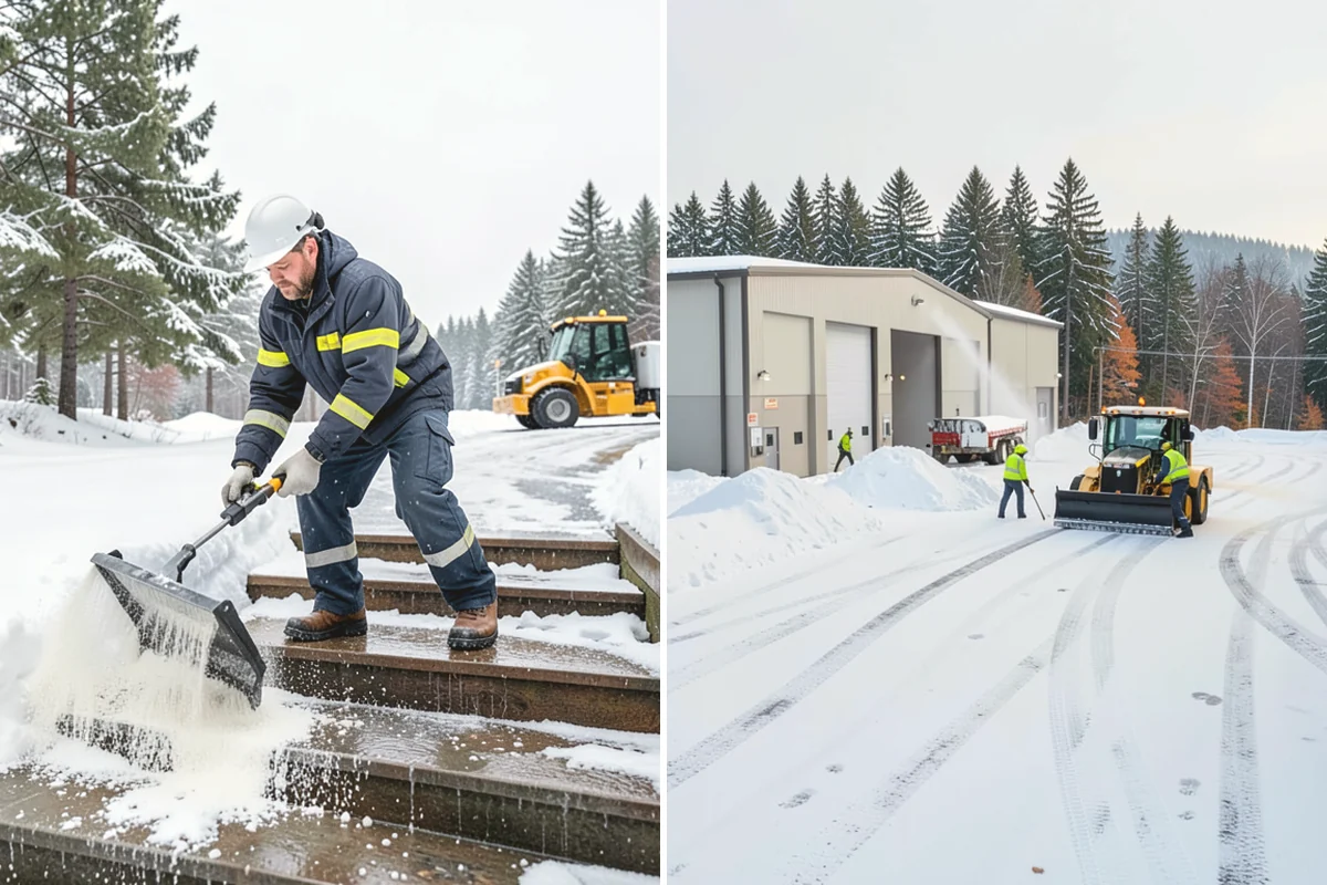 Gas Station Parking Lot Snow Removal in Black Diamond, King County, WA - Map pump lanes, parking, and the store approach with the operator