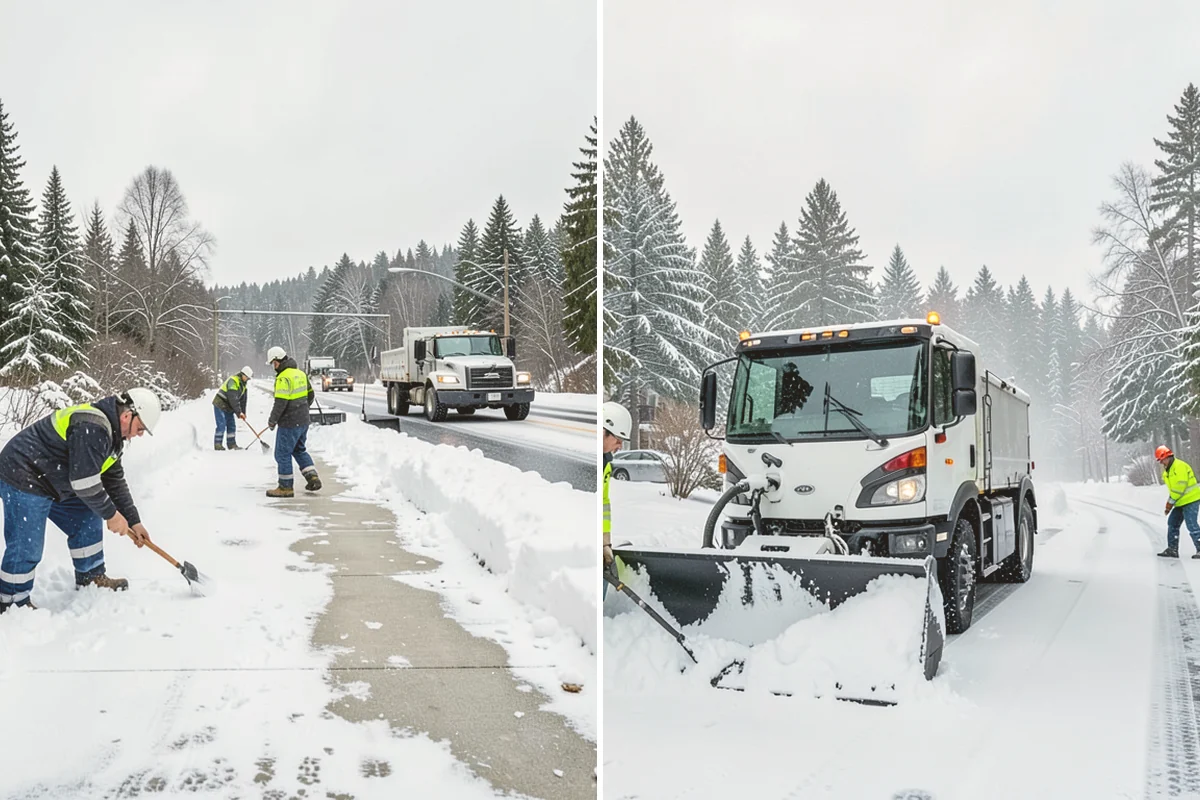 Gas Station Parking Lot Snow Removal in Bothell, King County, WA - Map pump lanes, parking, and the store approach with the operator